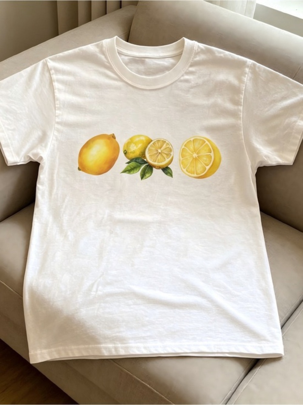 White T-Shirt with Lemon Graphic